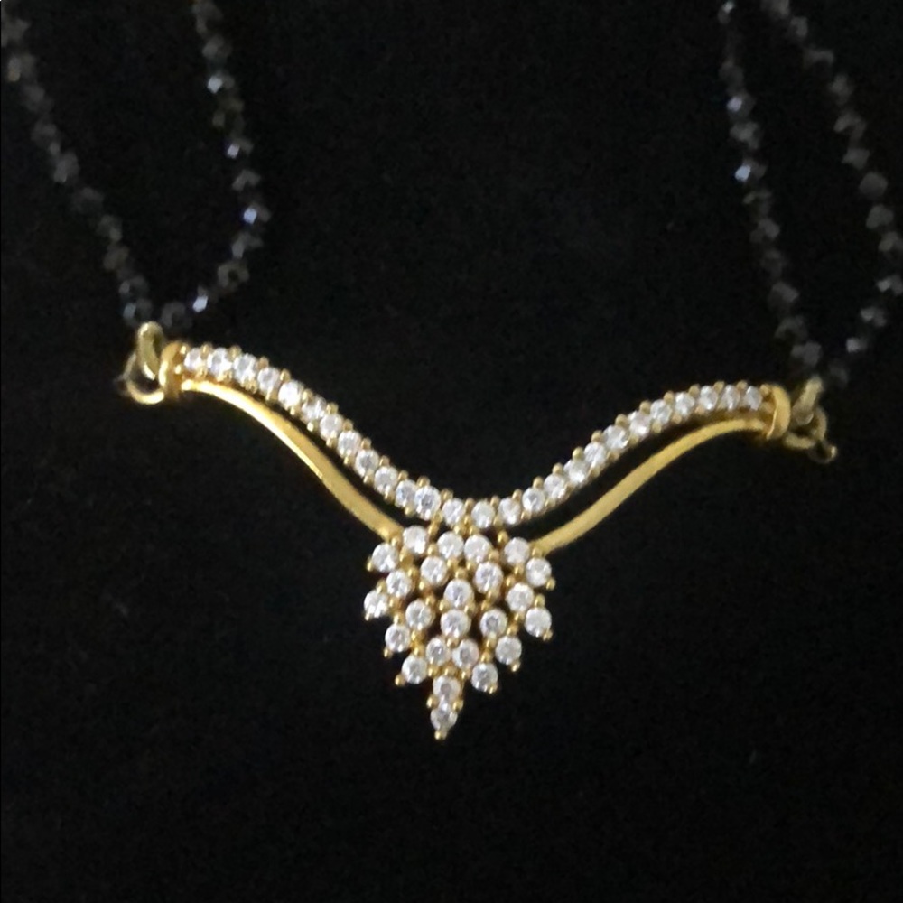 22 karat real gold necklace with black crystals